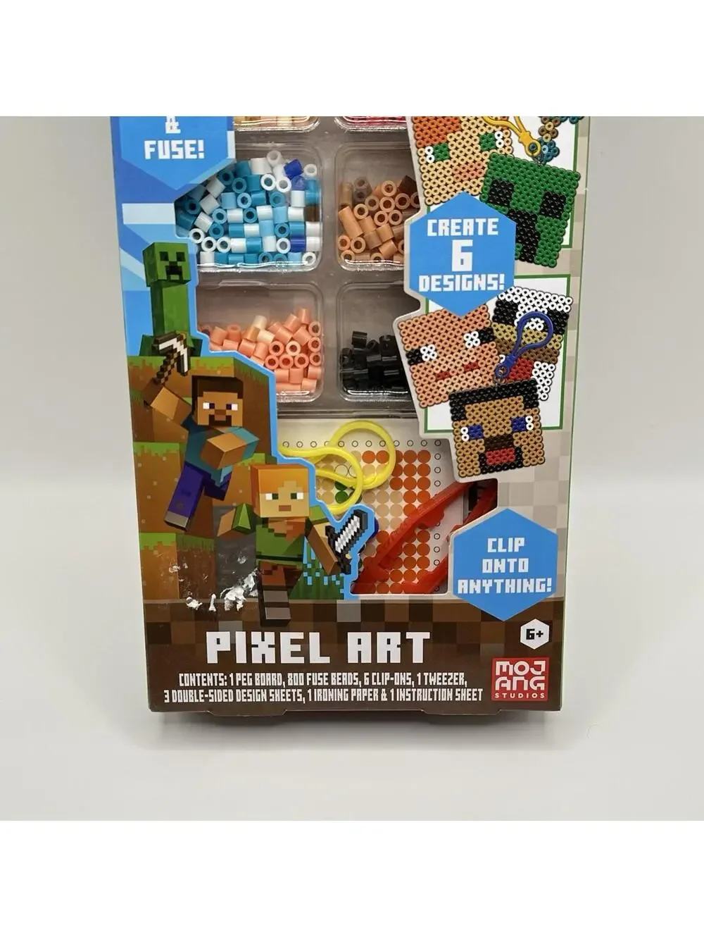 Mojang MINECRAFT Pixel Art Perler Bead Craft Kit Set - Makes 6 Keychains